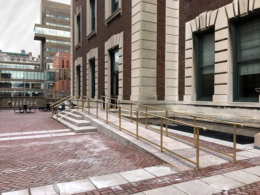 Accessible ramp and entrance into Havemeyer Hall